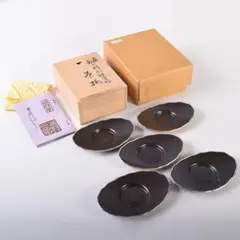 十三世　金谷五良三郎作　青銅瑞鶴巣籠灰皿　共箱　C　R8959 十三世 金谷五良三郎作 青銅瑞鶴巣籠灰皿 共箱 C