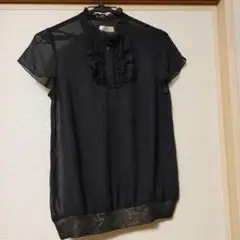 mink chair ブラックフリル半袖シャツ