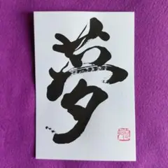 書道作品　「夢」　直筆　はがき　書道