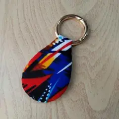 アフリカ布 しずく型カラビナキーホルダー ③ 製作relief.my03