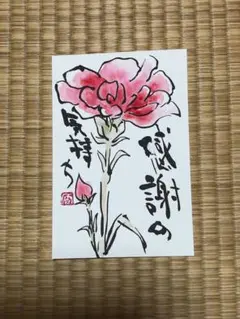 水彩画　ポストカード　カーネーション