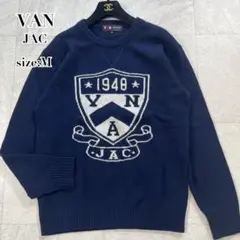 【VAN JACKET】ニット プルオーバー ロゴ M ネイビー