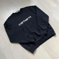 carhartt wip ワンポイント刺繍ロゴ スウェットシャツ 黒x白 M