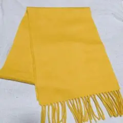 カシミヤ100% フリンジ付き マフラー イエロー
