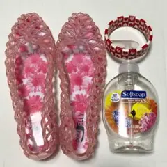 フロリダで購入 jellyシューズ ペタンコ ピンク リゾート　トロピカル