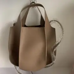 ベージュ 合成皮革 ハンドバッグ2way