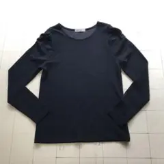 ト2506-⑩-4640 ローリーズファーム　袖口ギャザーカットソー　紺　Ｌ