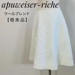 【極美品】アプワイザーリッシェ フレアスカート ミニ丈 レース柄 ウールブレンド