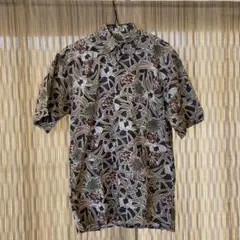 最終価格ボタニカル柄アロハシャツカーキ色Mサイズくらい