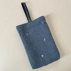 上履き袋（インディゴブルー×宇宙刺繍ヌビ）シューズ袋