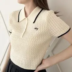 【deicy】 ニットポロシャツ (オフホワイト)