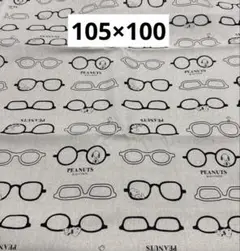 191 ピーナッツ　スヌーピー メガネ柄　綿麻生地　105×100