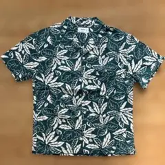 ikka 半袖かりゆしウェア M サイズ ダークグリーン 葉柄