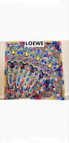 LOEWE カラフルシルクスカーフ レトロ シルク100%