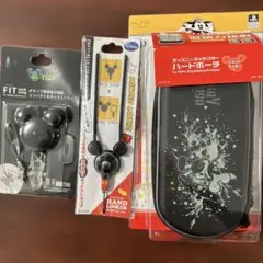 (8-37)PSPミッキーマウスデザインポーチ、ネックストラップ2点未使用品