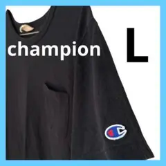 チャンピオン　半袖Tシャツ　ワンポイント　L　シンプル　ブラック