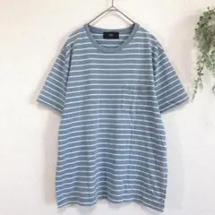 3517 アズールbyマウジー 半袖ボーダーカットソー Tシャツ シンプル 青