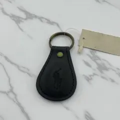 POLOラルフローレン 本革キーホルダー 黒 USA製