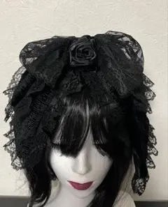 ハンドメイド　ゴスロリ・ロリータ ヘッドドレス 黒