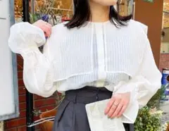 新品！ゾゾタウン★ZOZOTOWN★フリル付白長袖シャツ★シアーシャツ★ブラウス