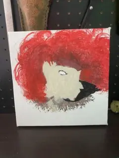 抽象画 赤い髪の肖像画