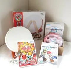 【きれいな良品】太鼓の達人Wii＋タタコン＋マリオカートWii＋ハンドル　セット