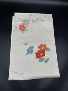 高級　正絹　洒落帯　名古屋帯　アンティーク　花柄　流水文　232