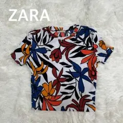 ✨ ZARA ザラ フラワー総柄 半袖カットソー　トップス　ホワイト