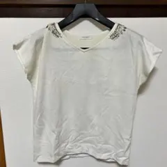ユナイテッドアローズ　ビジュー付きホワイト半袖Tシャツ