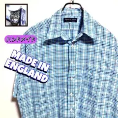Spencer Milne シャツ 英国製 ハンドメイド 千鳥格子 半袖