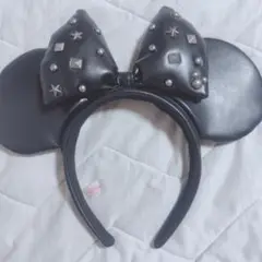 【限定完売品】ミニー ブラックレザー カチューシャ スタッズ付き Disney