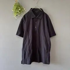 ユニクロ［M］新品　上品ネイビー　コットン100デザインポロシャツ　メンズ　半袖