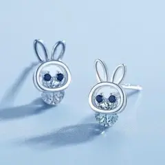 シルバーうさぎ ピアス 可愛い クリエイティブ夏 フレッシュピアス