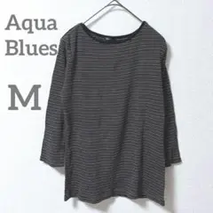 Aqua Blues カットソー　ボーダー　Tシャツ　七分袖　M