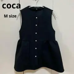 coca ブラック ダンボールペプラムベスト Mサイズ パールボタン