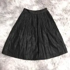 美品✨【INÉD】黒 プリーツスカート ひざ丈 (XS) 日本製 フランドル