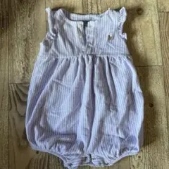 Ralph Lauren パープル ストライプロンパース