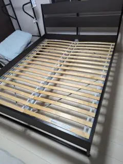 【IKEA】クイーンサイズベッドフレーム MANDAL ※マットレス別出品 MANDAL マンダール ベッドフレーム 収納付き, バーチ, ホワイト
