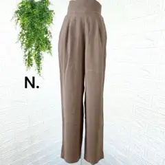 2695【ナチュラルベーシック】ハイウエストパンツ テーパード ブラウン M