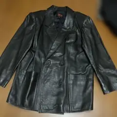 ブラックレザーダブルブレストジャケット