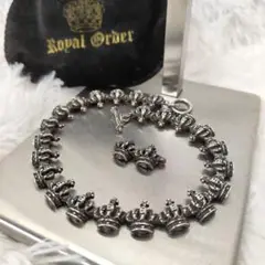 レア✨ ロイヤルオーダー クラウン レザー シルバー ブレスレット 王冠 ROYALORDER - ROYALORDER(ロイヤルオーダー)王冠 クラウン