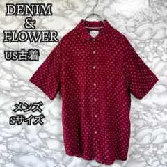 古着 DENIM & FLOWER ドット柄 半袖シャツ Sサイズ 海外古着