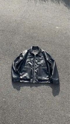 ブラックレザージャケット　ダブルジップ