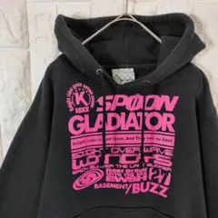 パーカー ビッグプリント プルオーバー ブラック M