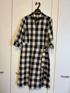 【SALE】 AMACA チェック柄 七分袖ワンピース 38
