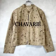 美品☆ シャバリエ 花柄ノーカラージャケット M 長袖 羽織 スエードジャケット