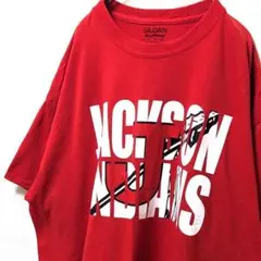 ギルダン ジャクソンインディアンズ ロゴ Tシャツ レッド 赤 XL 古着