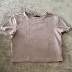 ZARA ベージュ 半袖 Tシャツ M ショート丈　トップス