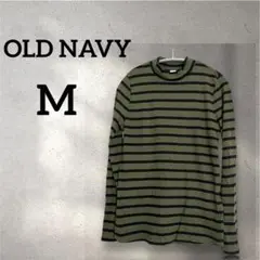 OLD NAVY 【M】ボーダー長袖Tシャツ カーキ