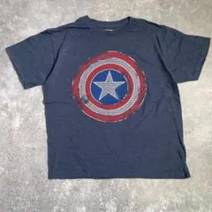 キャプテン・アメリカ シールド　半袖　Tシャツ ネイビー　M